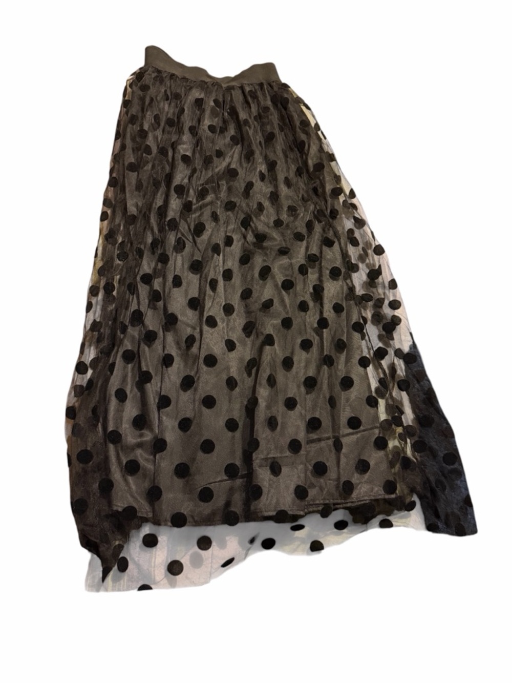 Black Polka Dot Tulle Maxi Skirt